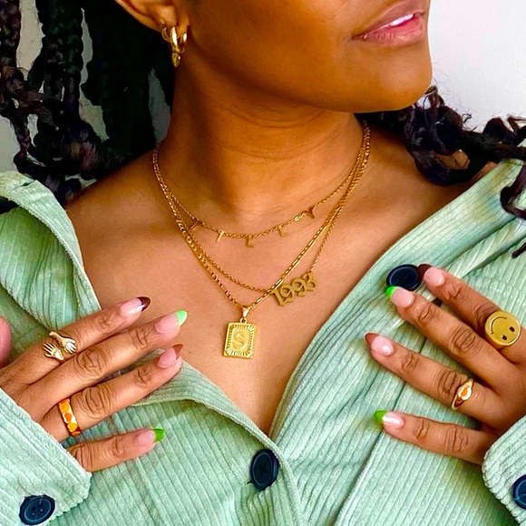 24K Gold Plated Letter Pendant Chain - Picture 3 of 3